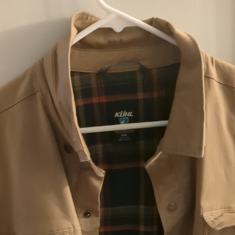 Kuhl Tan Shirt Jacket with Plaid Lining
